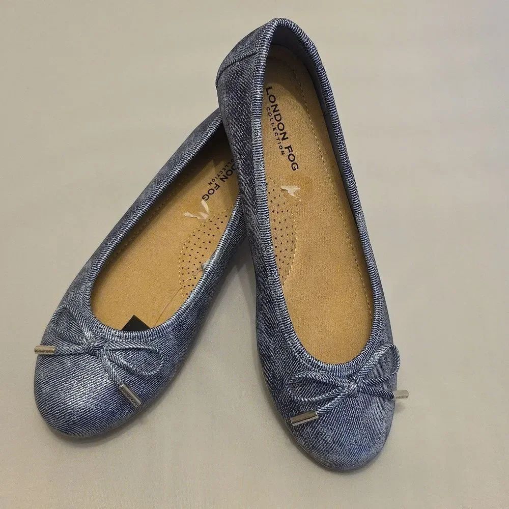 BRAND NEW LONDON FOG COLLECTION CLOSED TOE BOWNOT BALKET FLATS